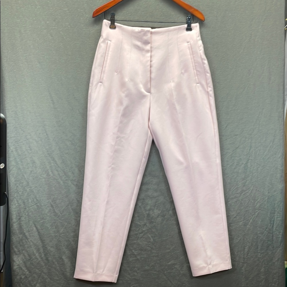 Zara Pink Ankle Cropped Pants Tailored Fit